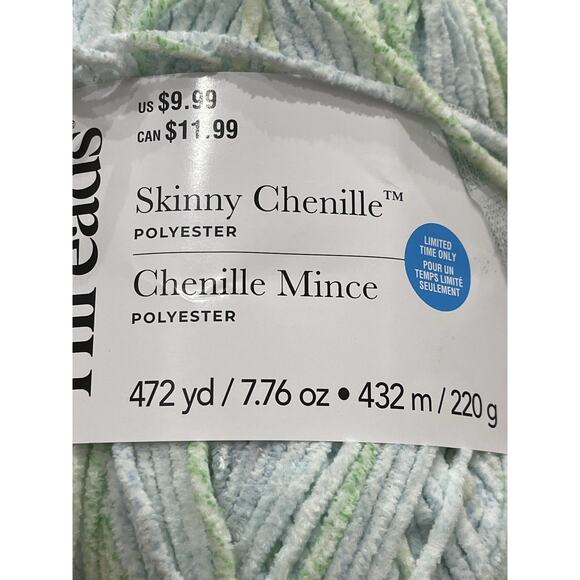 2 Skeins Loops & Threads Skinny Chenille Yarn 472 yds 7.76 oz P004 Multi Stripe - Picture 3 of 4